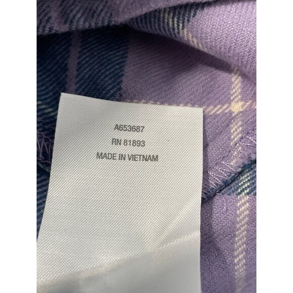 Joan Rivers Regular Cotton Plaid Flannel Snap Front Shirt Sz Medium Dusty Purple - Picture 6 of 8